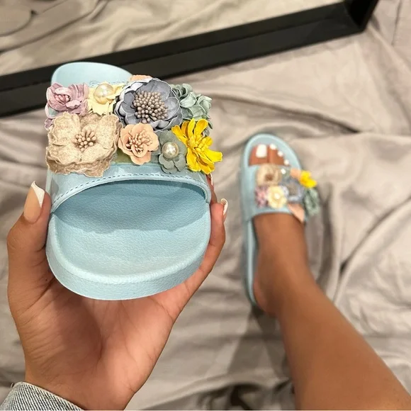 Sky Blue Garden Slides 🌸 - Picture 1 of 5